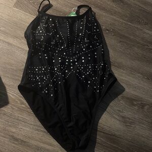 Xhilaration Black One Piece with Silver Accents